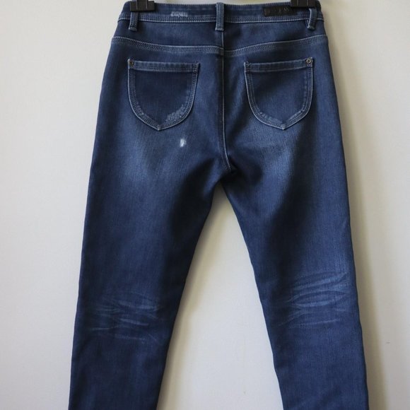 ES Denim dark wash high waisted jeans with blue camo inside lining - Picture 2 of 4